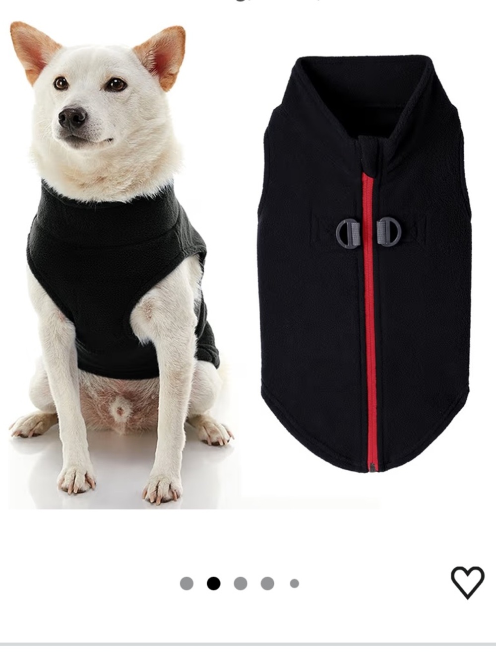 Gooby - Fleece Jacket Sweater with Zipper Closure and Leash Ring, Black, Small